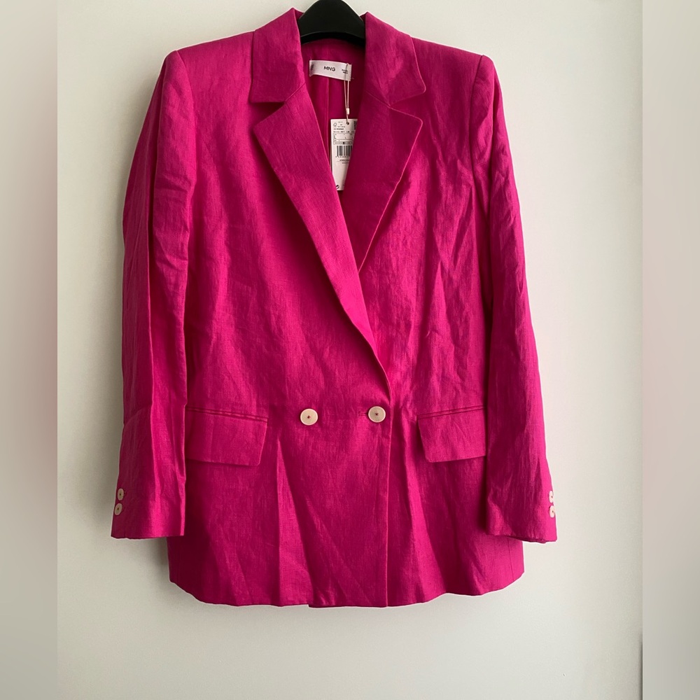 Mango Pink Linen Blazer - Picture 2 of 9